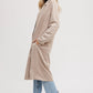 Suede Longline Open Front Coat