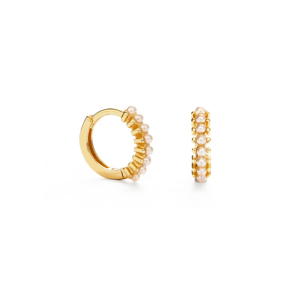 Pearl Huggie Hoops