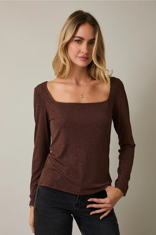 Square Neck Metallic Top