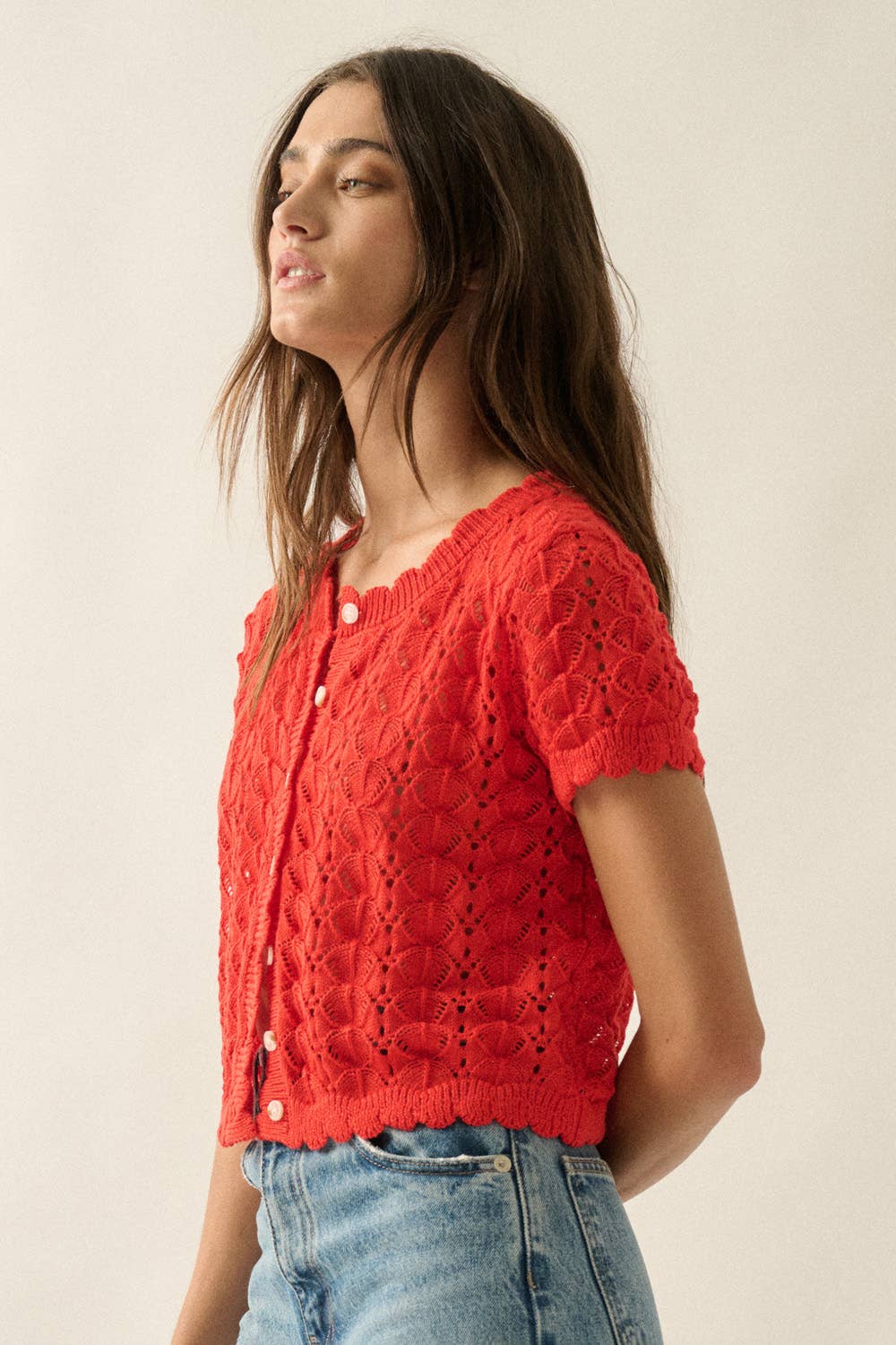 Pointelle Crochet Cardigan