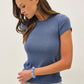 Denim Blue Ribbed Tee