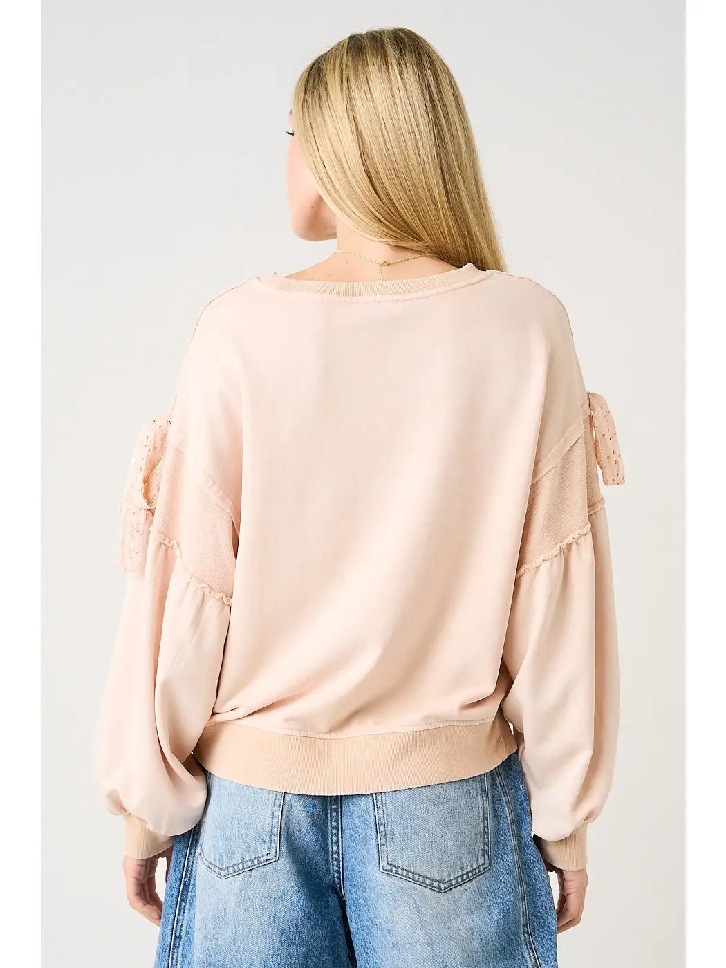 Vintage Wash Bow Sweatshirt