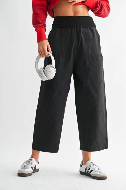 Black Wide Leg Cropped Pants