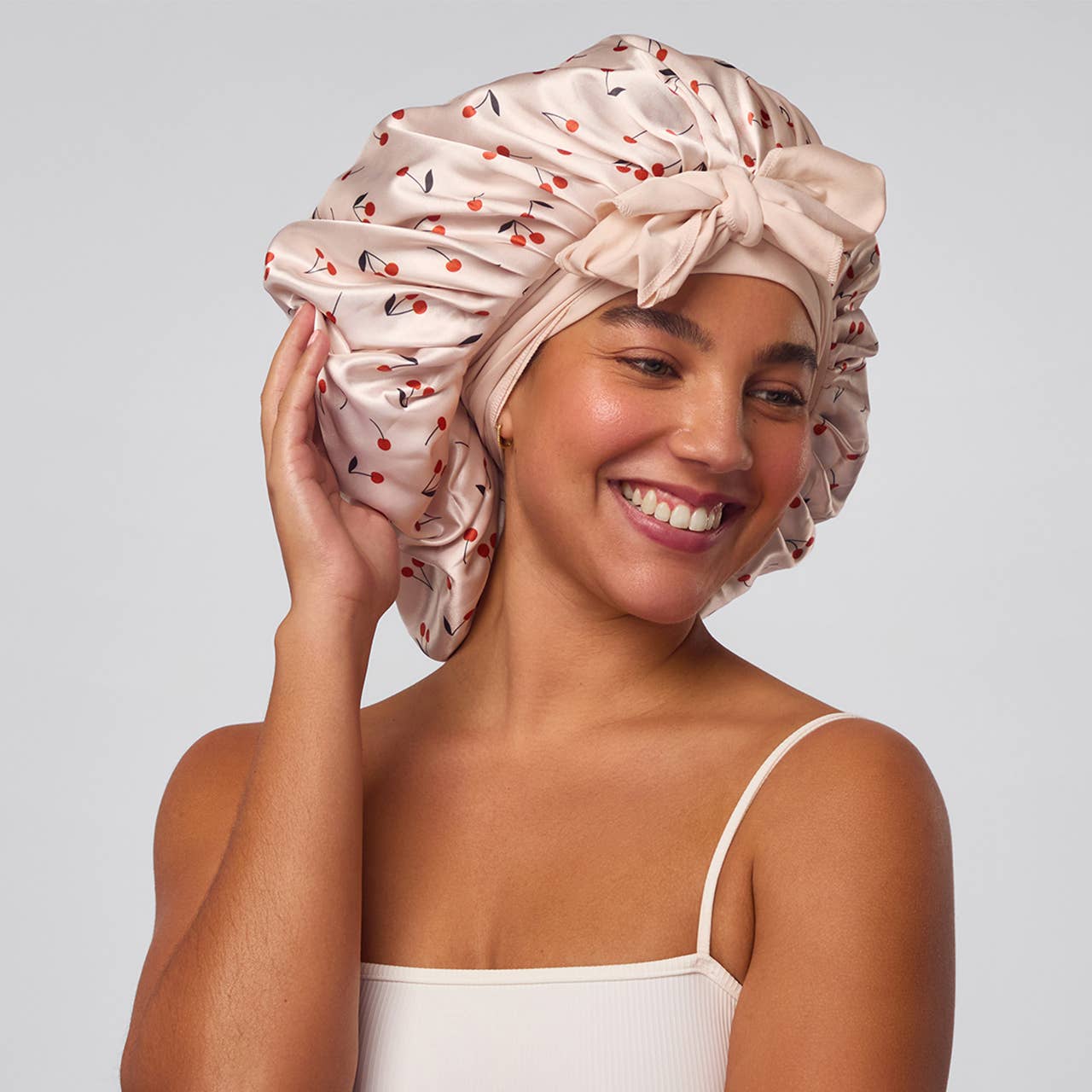 Satin Bonnet - Cherry Print