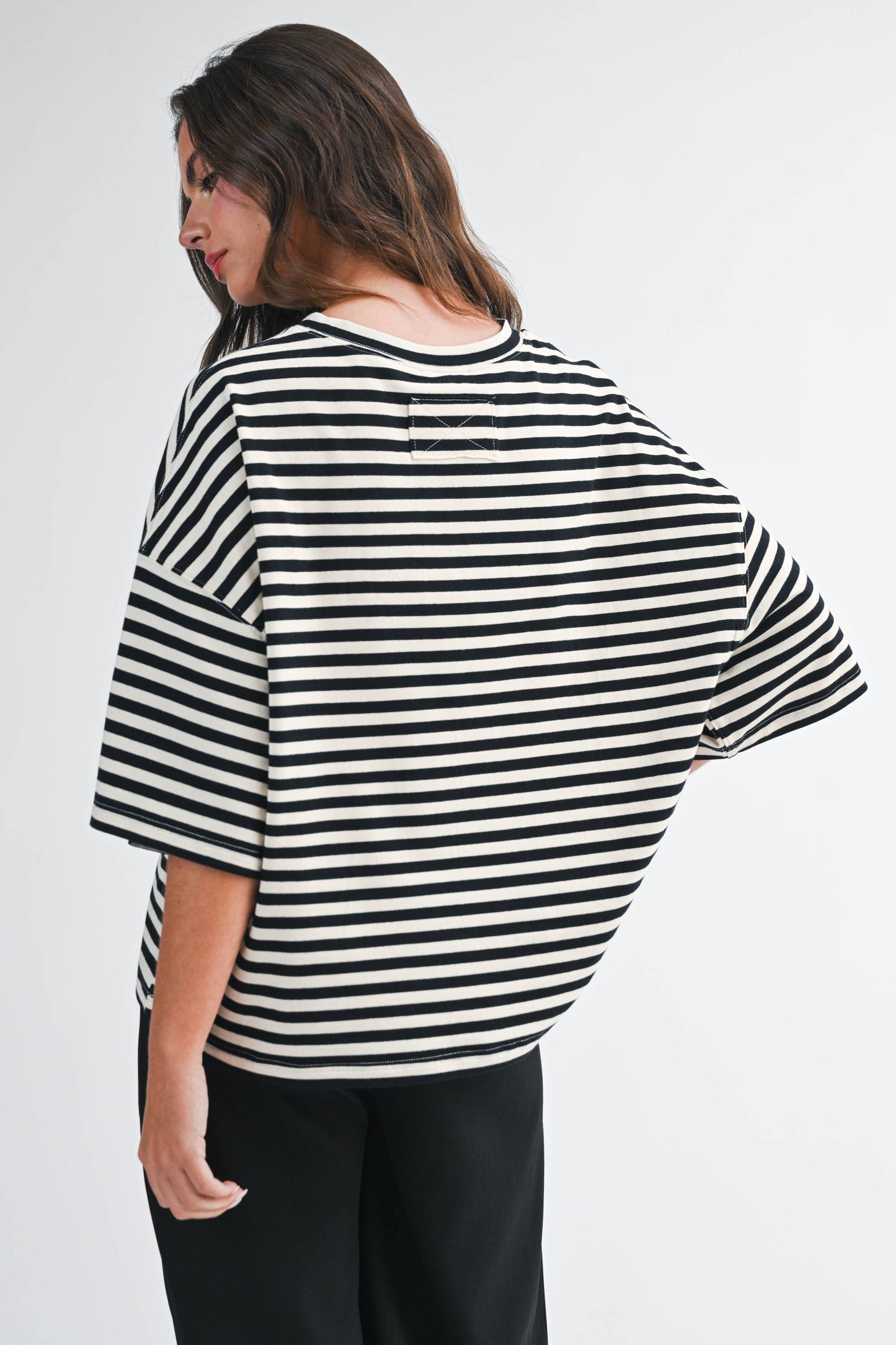 Oversized Stripe Boyfriend Tee I Blue