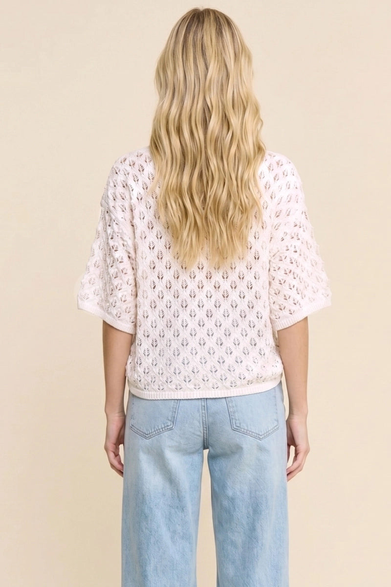 Open Knit Drop Shoulder Top