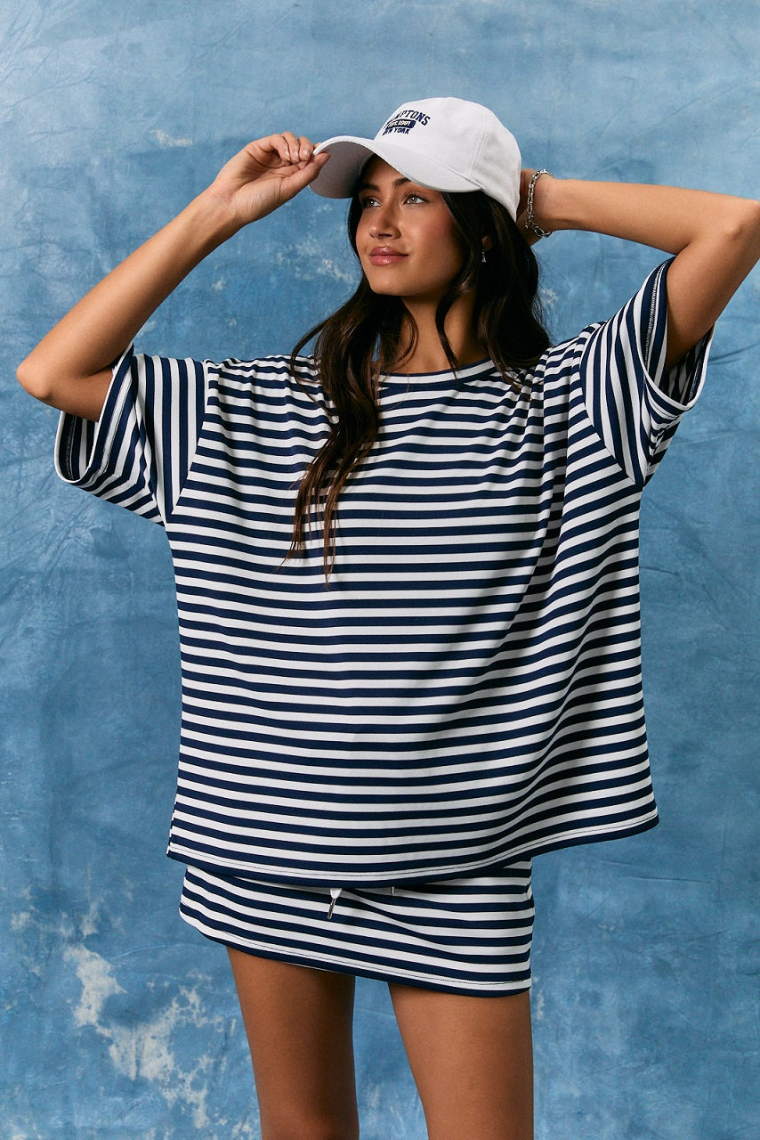 Navy Striped Boyfriend Tee