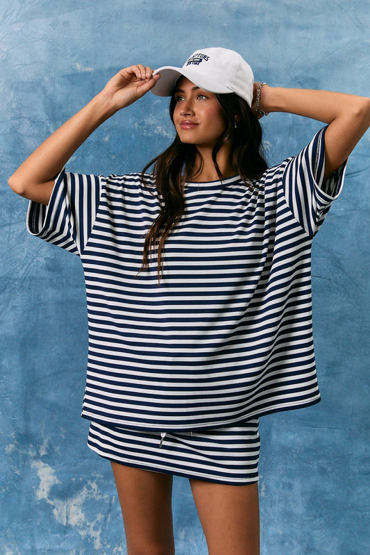 Navy Striped Boyfriend Tee