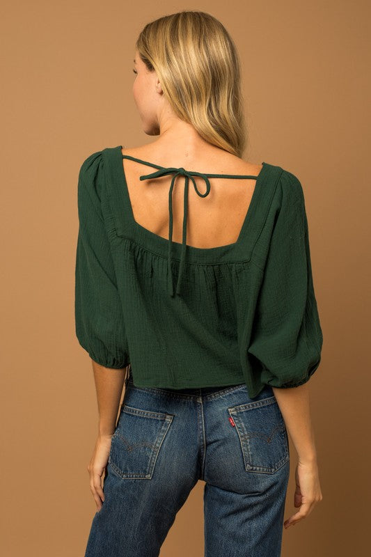 Square Neck Back Tie Top