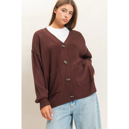 Espresso Button-Front Cardigan