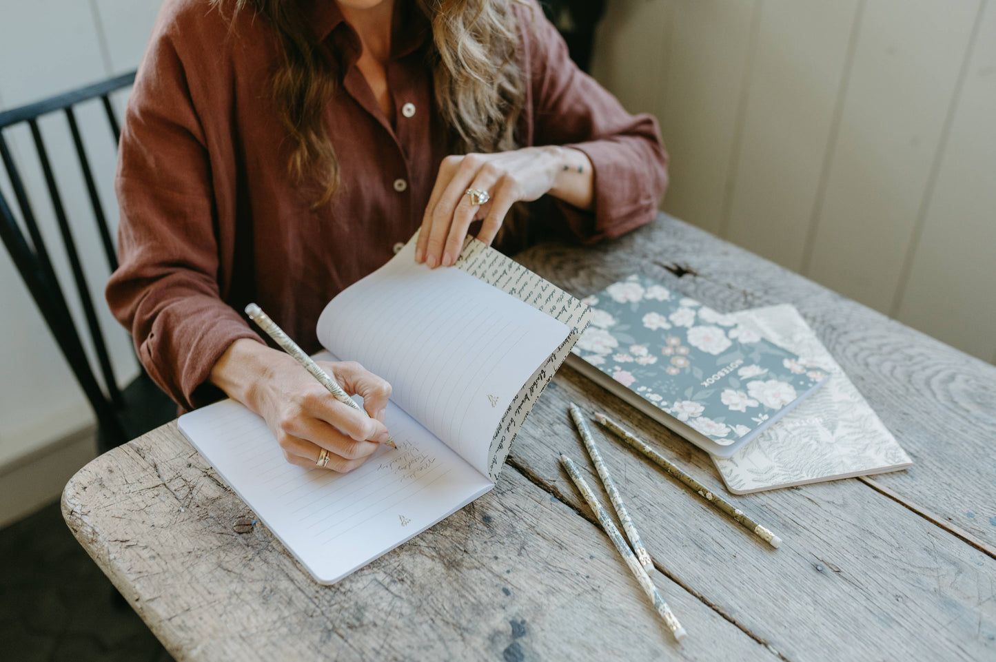Reverie Notebooks | Set of 3 | Ferns, Green & Gold Florals