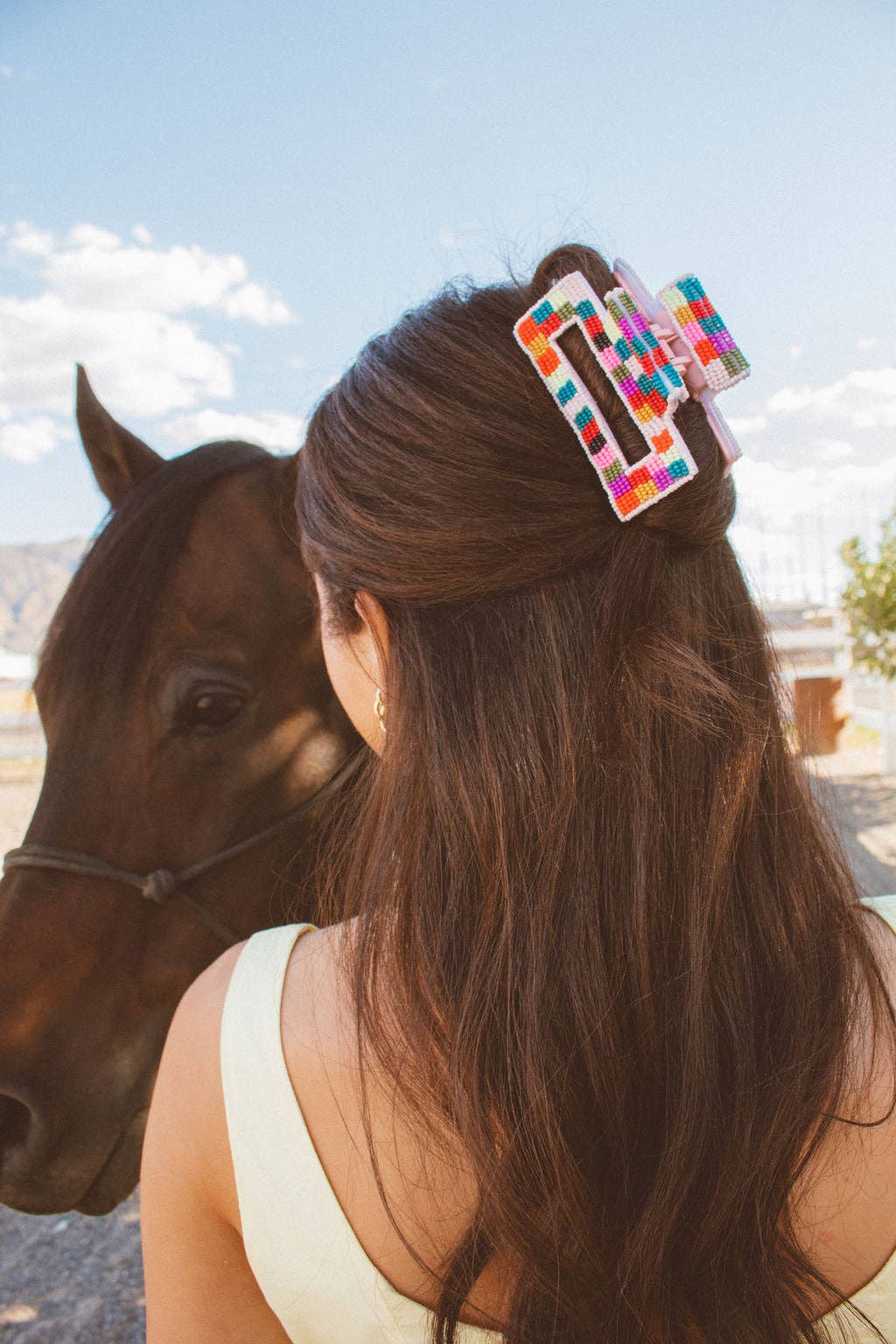 Beaded Claw Clip : Stripe