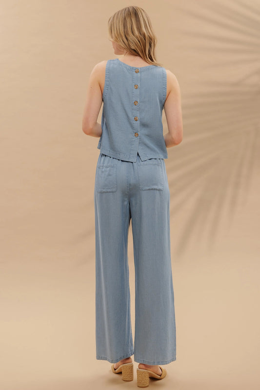 Sleeveless Chambray Top