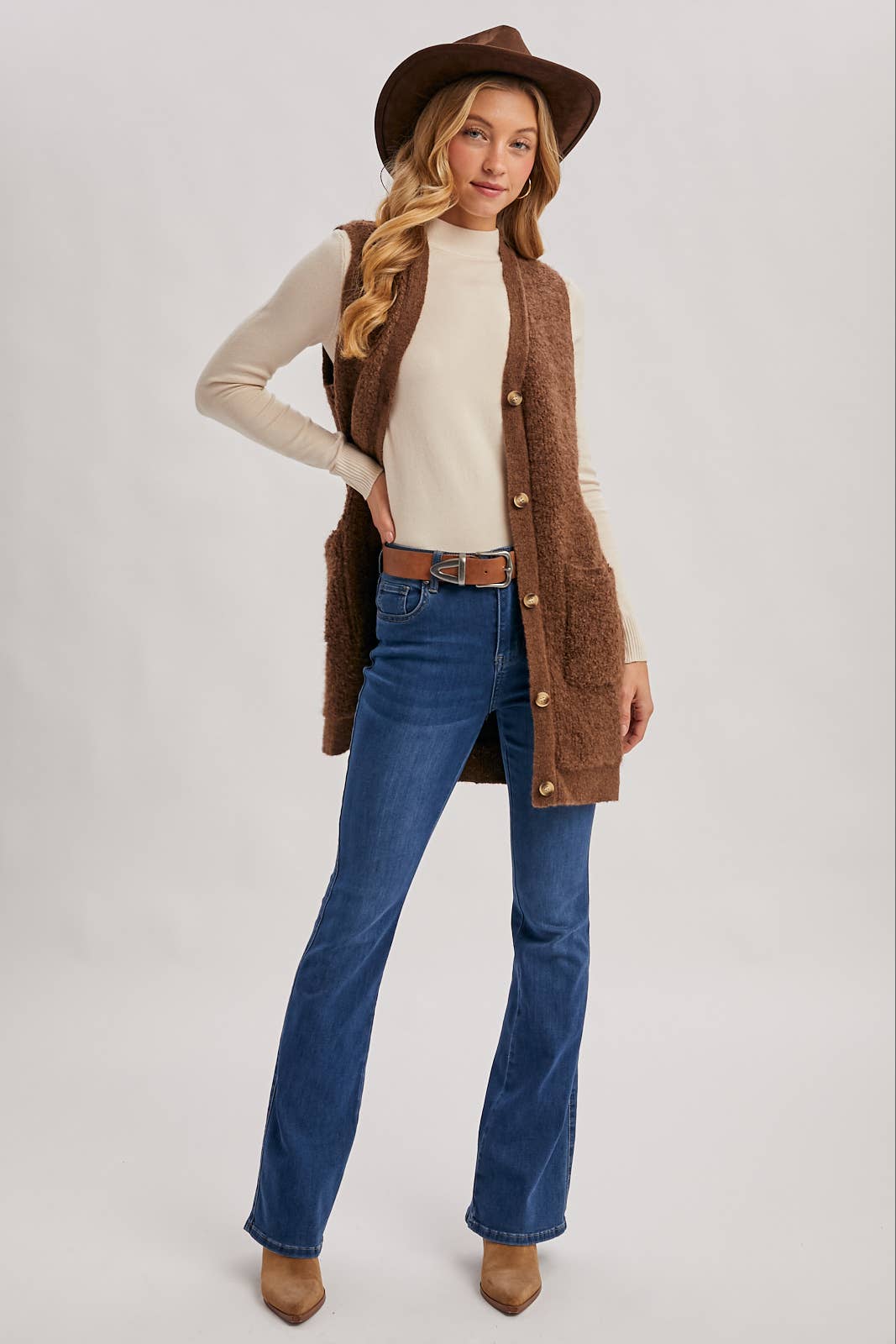 Teddy Knit Longline Vest