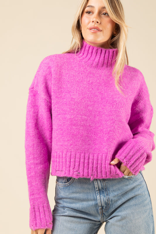 Mock Neck Sweater - Pink