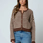Stripe Crochet Knit Cardigan