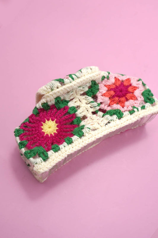 Floral Crochet Claw Clip