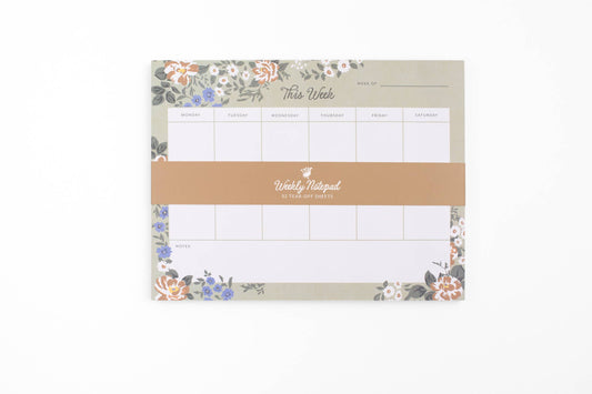 Blossom Weekly Planner Notepad - Green Floral