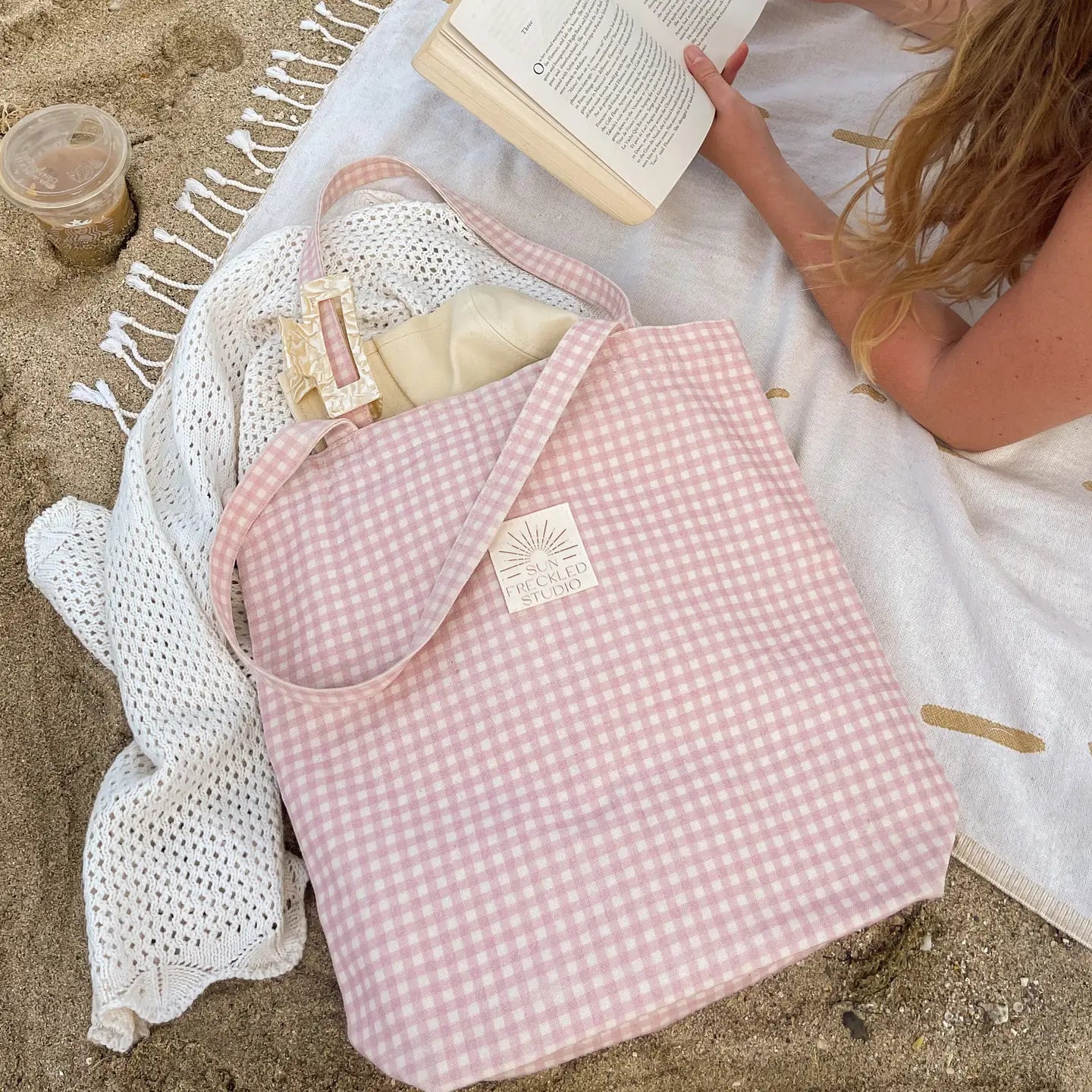 Strawberry Gingham Tote Bag