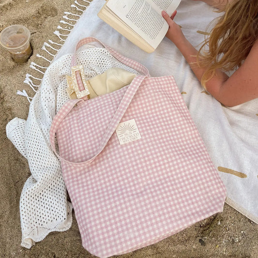 Strawberry Gingham Tote Bag