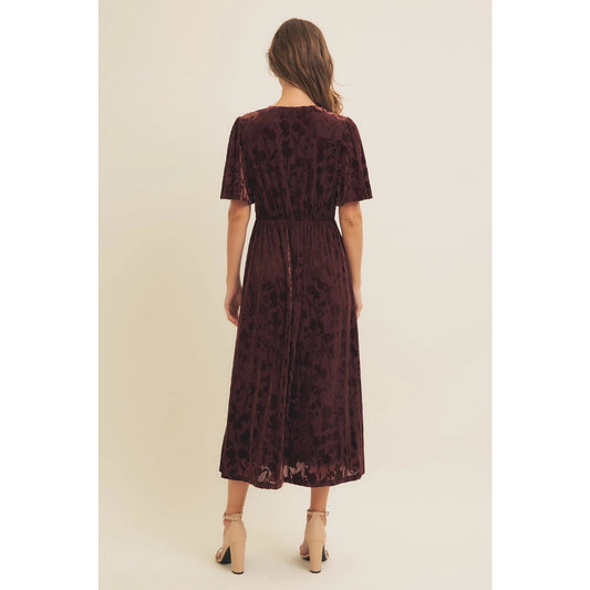 Floral Velvet Burn-Out Midi Dress