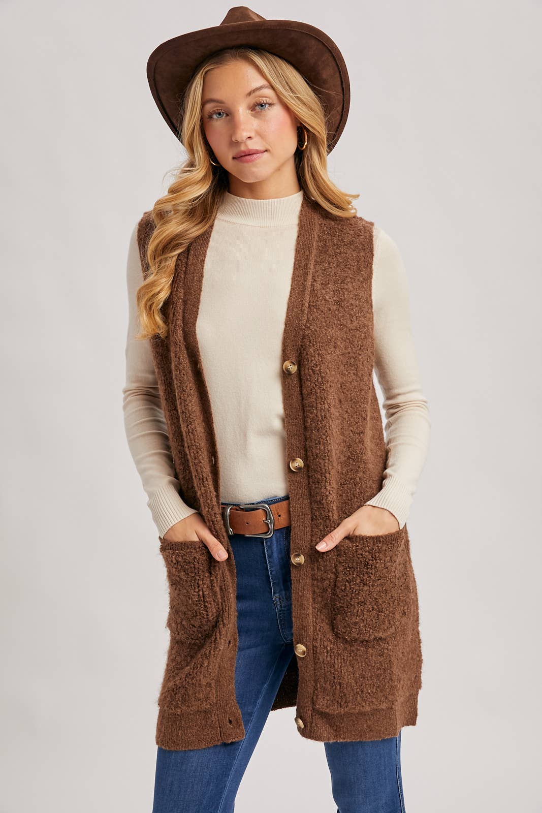 Teddy Knit Longline Vest