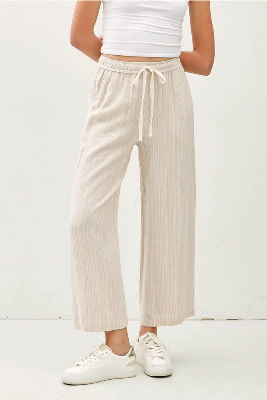 Linen Blend Wide Leg Pants