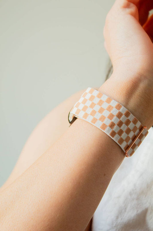 Tan Checkerboard Stretch Band