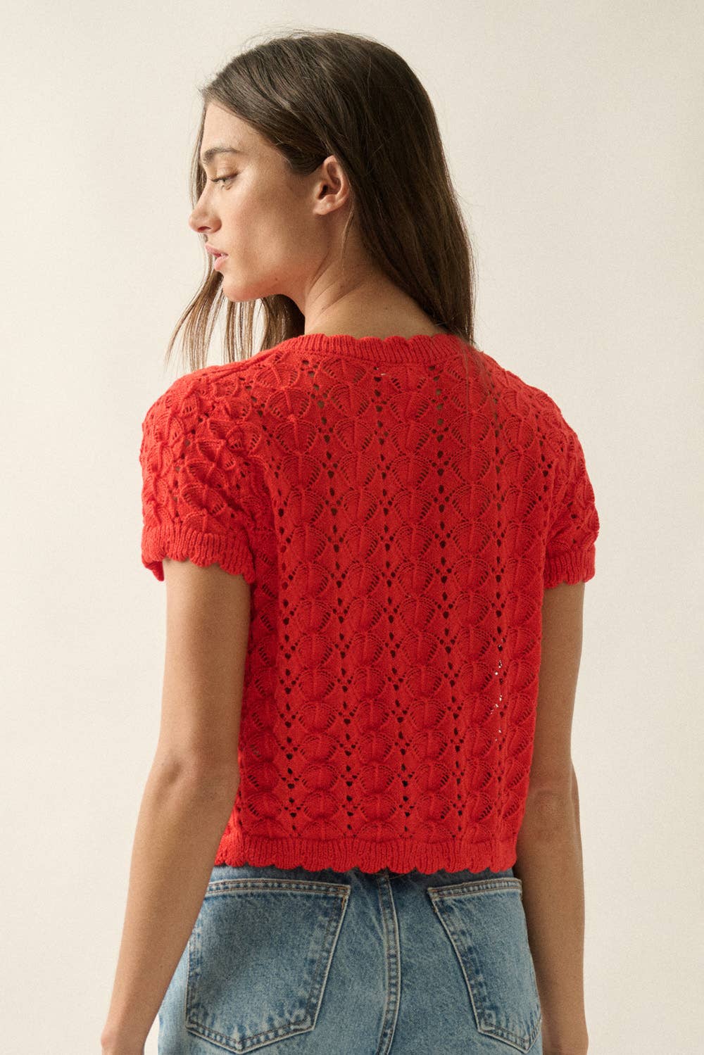 Pointelle Crochet Cardigan