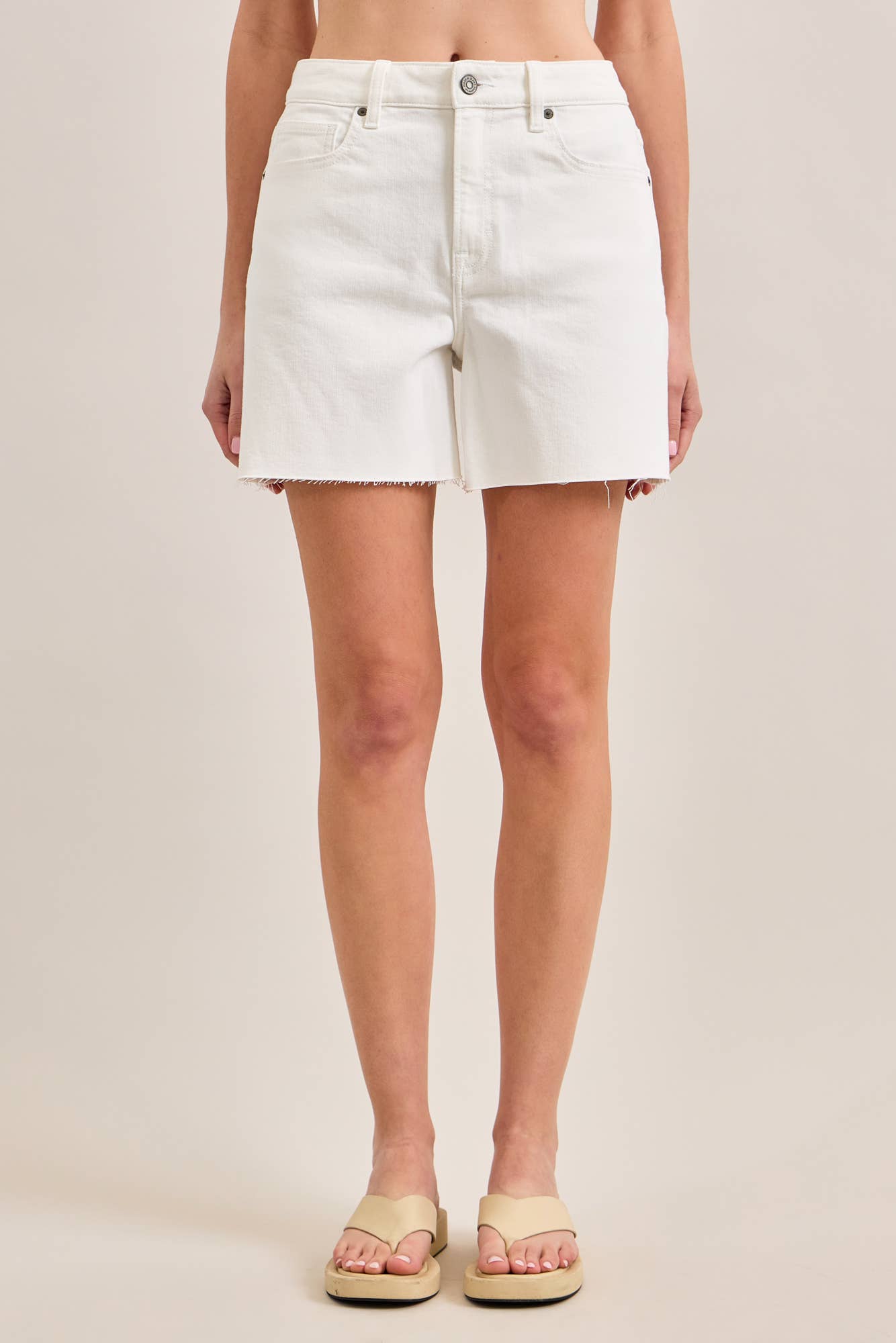 White Clean Cut Shorts