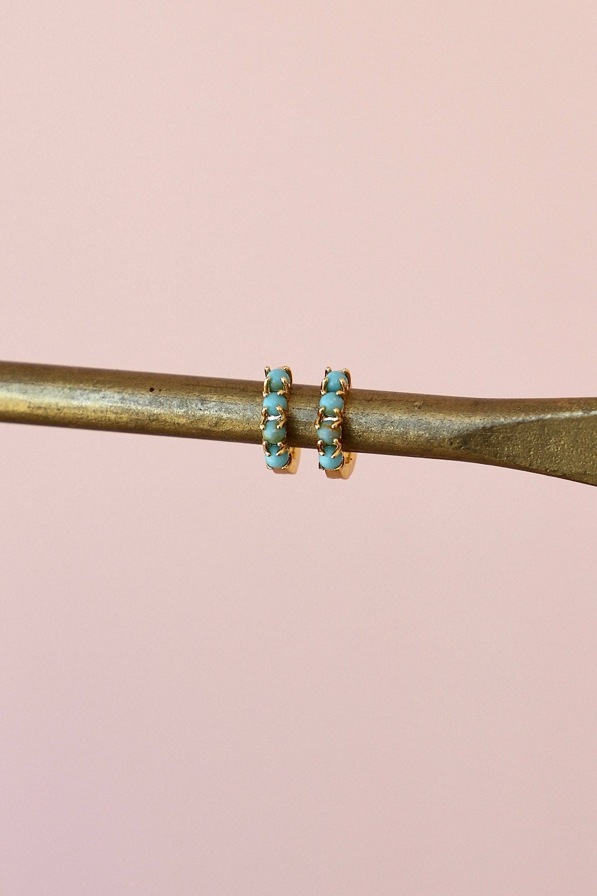 Mini Gold Turquoise Hoops
