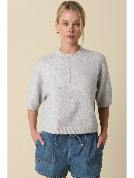 Gray Half Sleeve Sweater