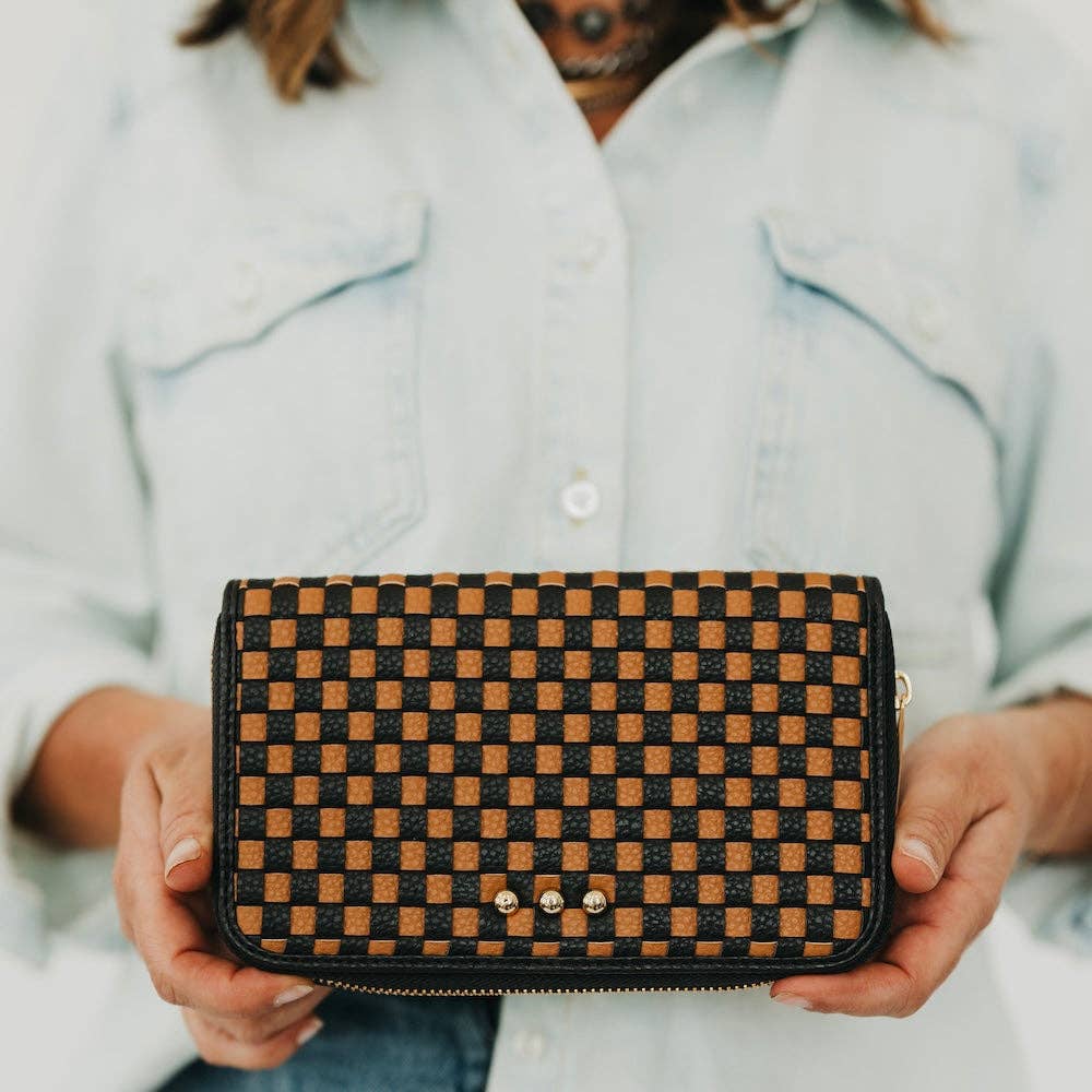 Woven Wallet I Brown Checkered
