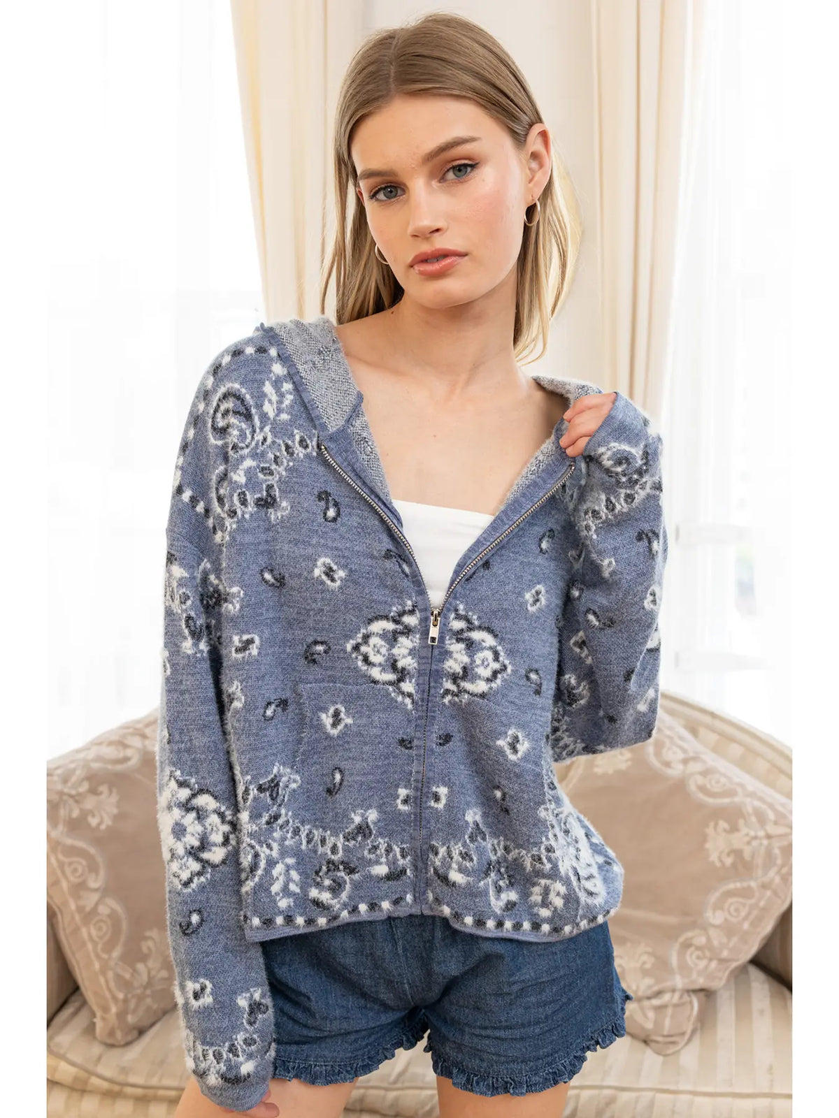 Paisley Zip Up Cardi