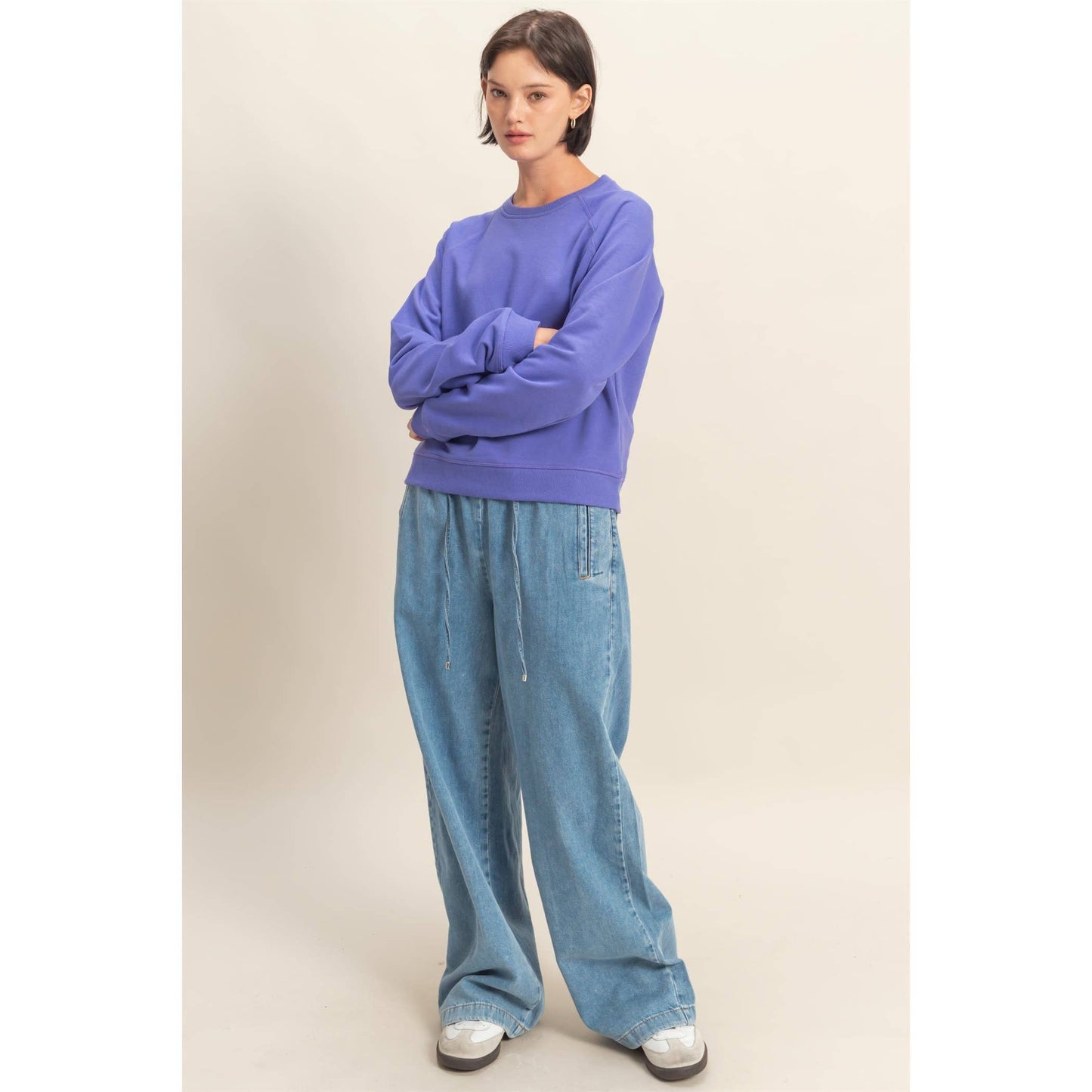 Soft + Slouchy Raglan Pullover I White