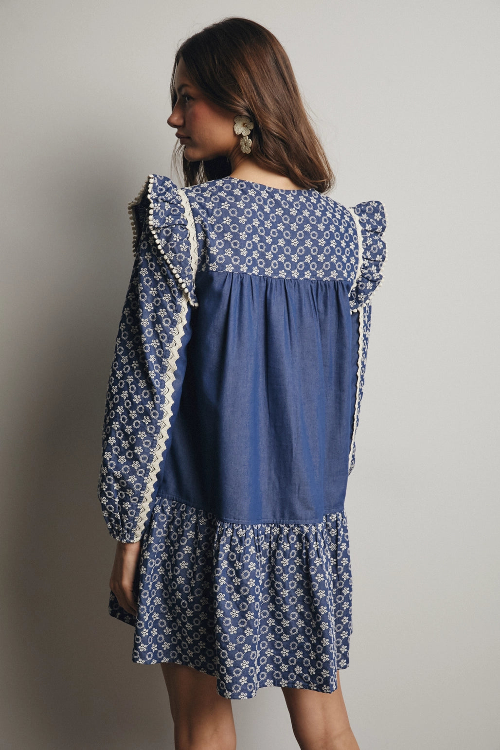 Patchwork Lace Trim Mini Dress