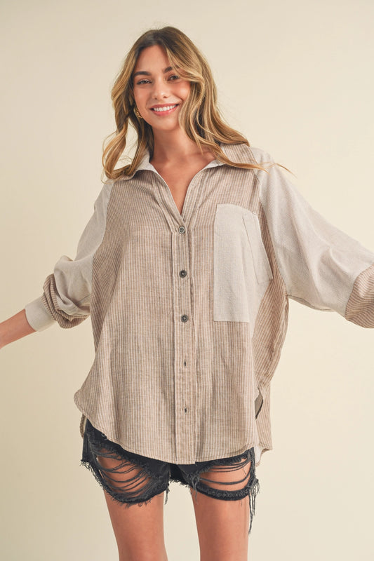Striped Button Up Blouse