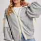 Lace-Trimmed Balloon Sleeve Zip Hoodie