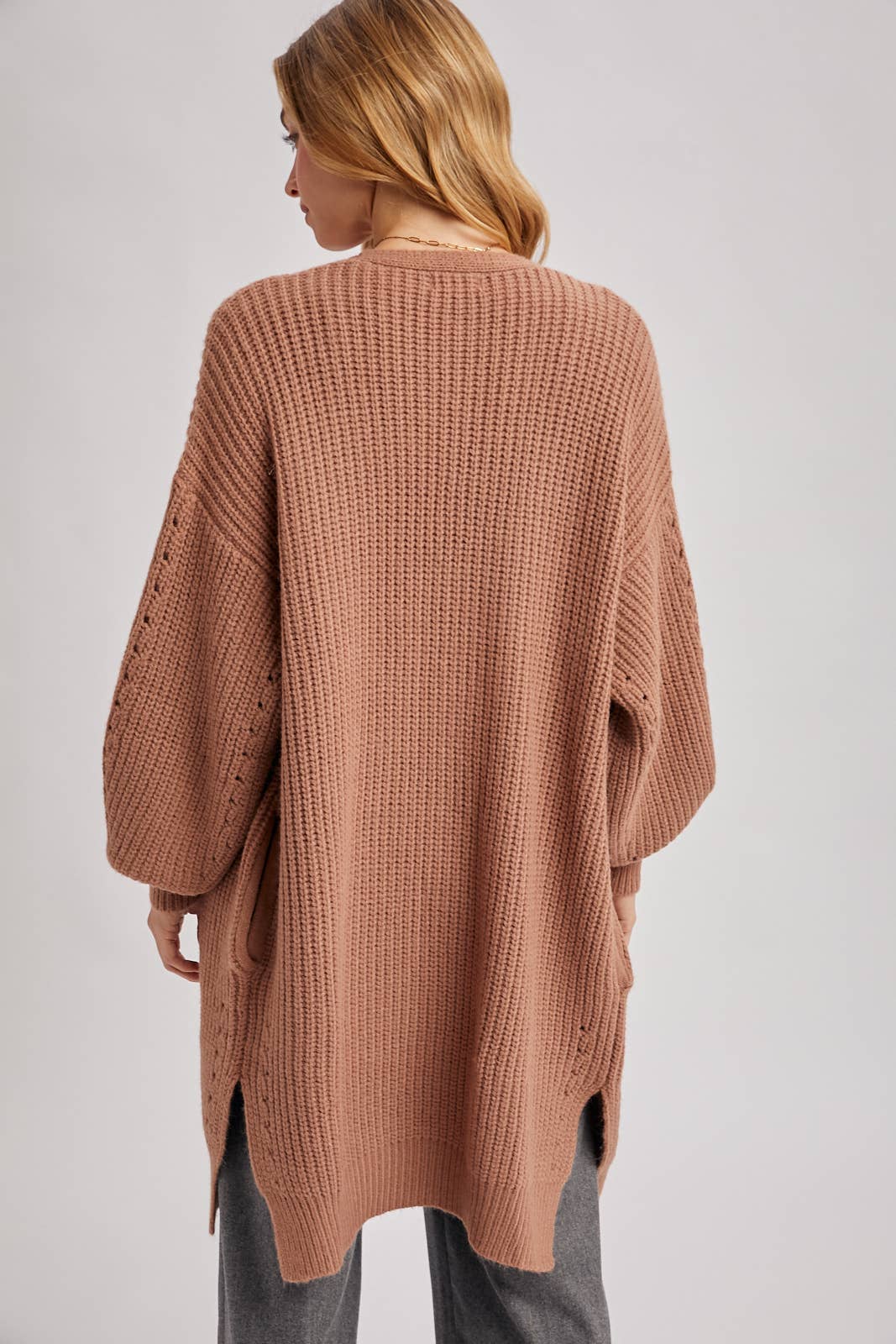 Longline Sweater Knit Cardigan – Hot Pink