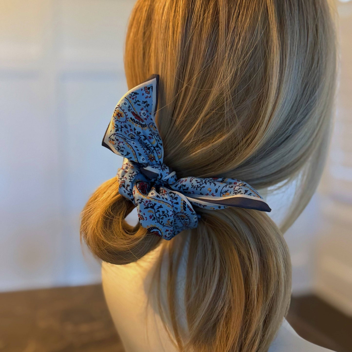 Bandana Tied Hair Scrunch: White Bandana