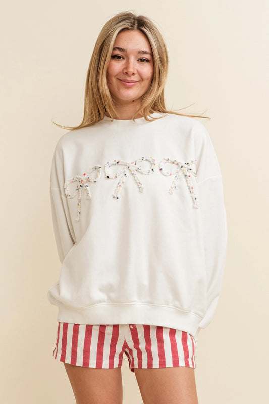 Bow Embroidered Crewneck