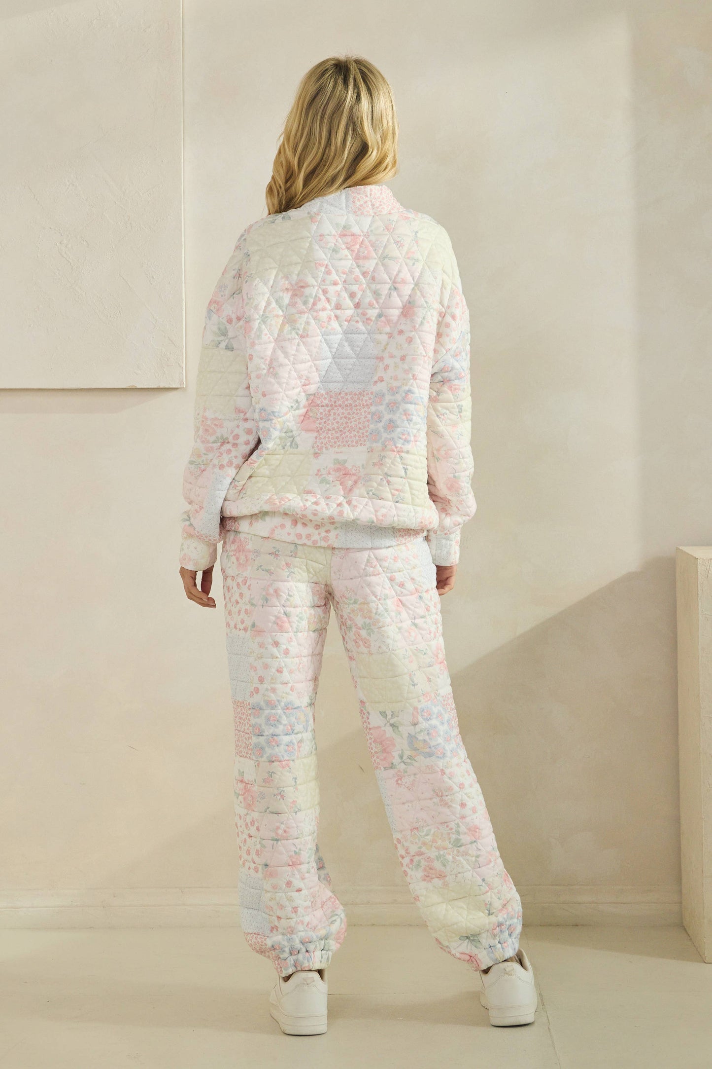 Quilted Floral Mockneck