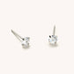 Crystal Gem Micro Stud Earrings I Silver