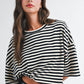 Oversized Stripe Boyfriend Tee I Pink