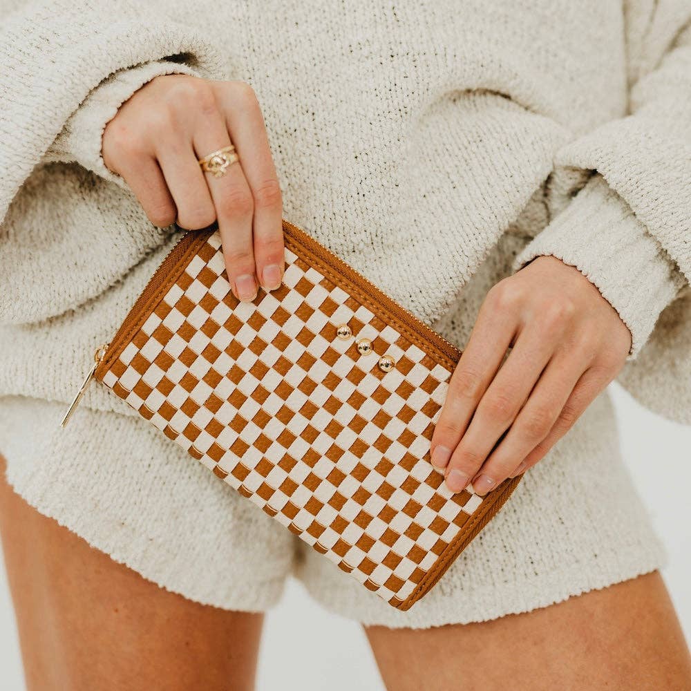 Woven Wallet I Coffee Checkered