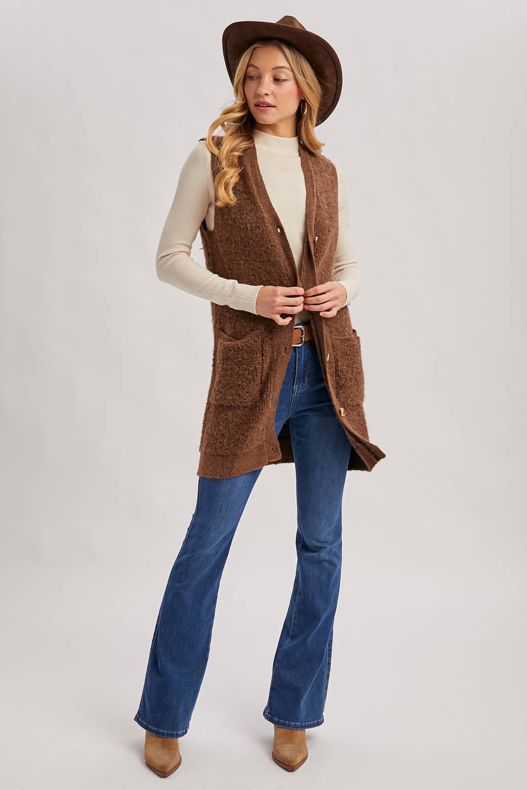 Teddy Knit Longline Vest