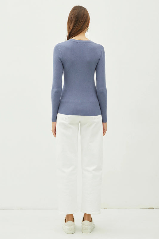 Slate Basic Ribbed Top