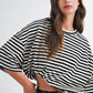 Oversized Stripe Boyfriend Tee I Gray