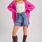 Longline Sweater Knit Cardigan – Hot Pink