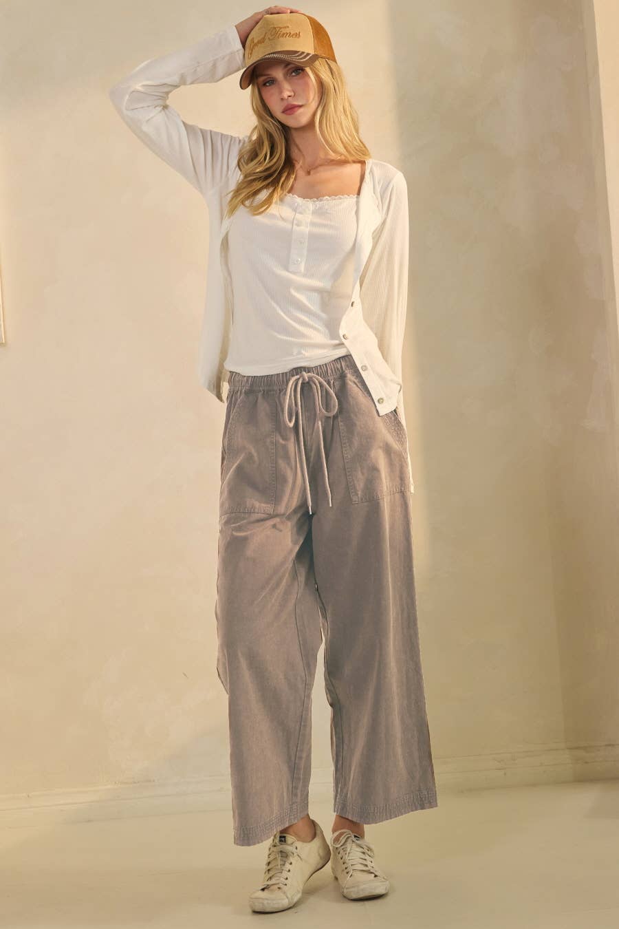 Wide Leg Mineral Wash Pants